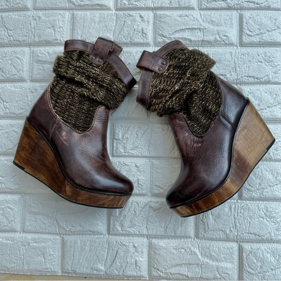 BED STU Brown DISTRESSED Slouch PLATFORM BOOTS 7.5 - Picture 2 of 9